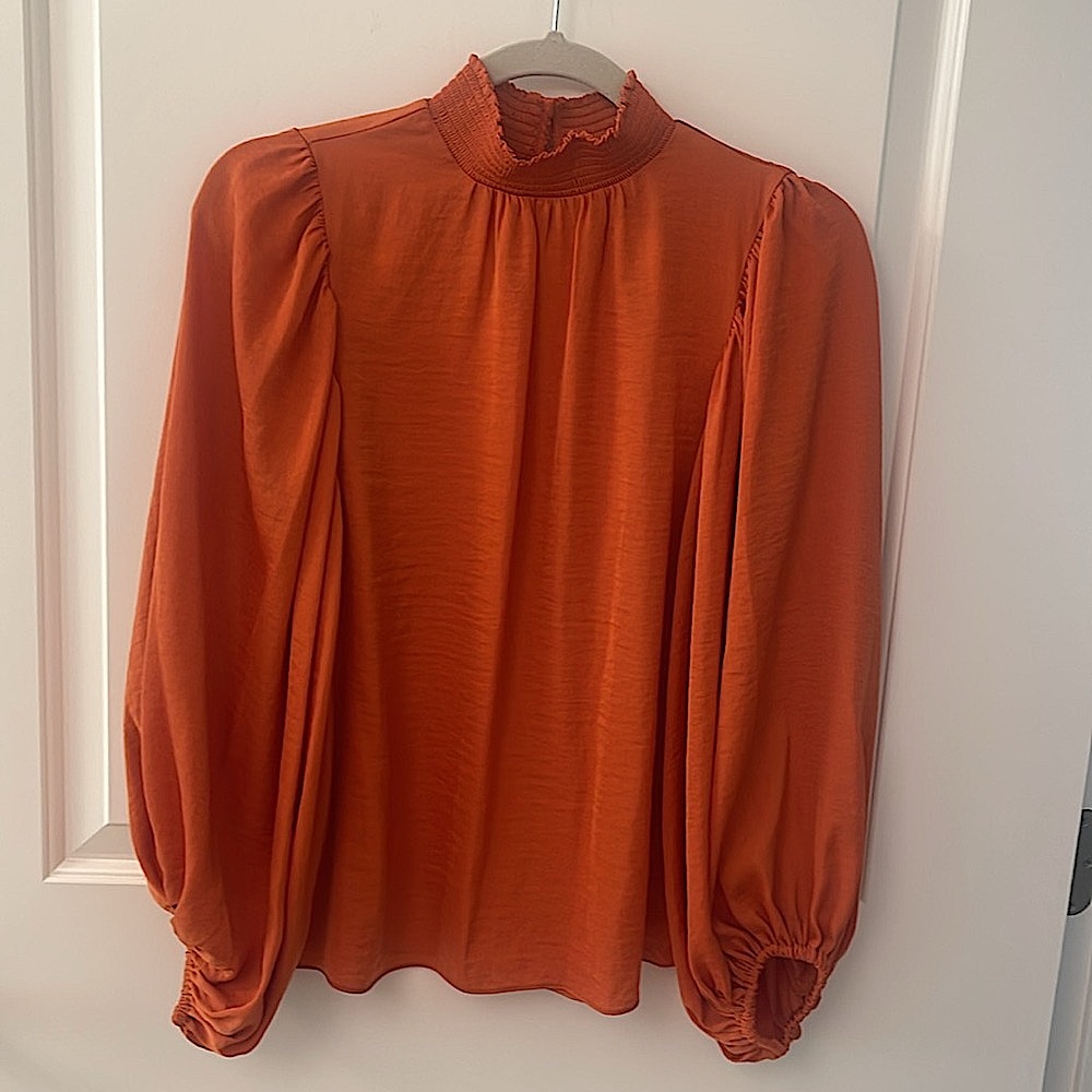 Vince Camuto Vibrant Orange Blouse/dressy/ polyester